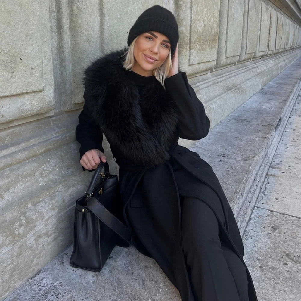 Zara long wool blend coat premium
